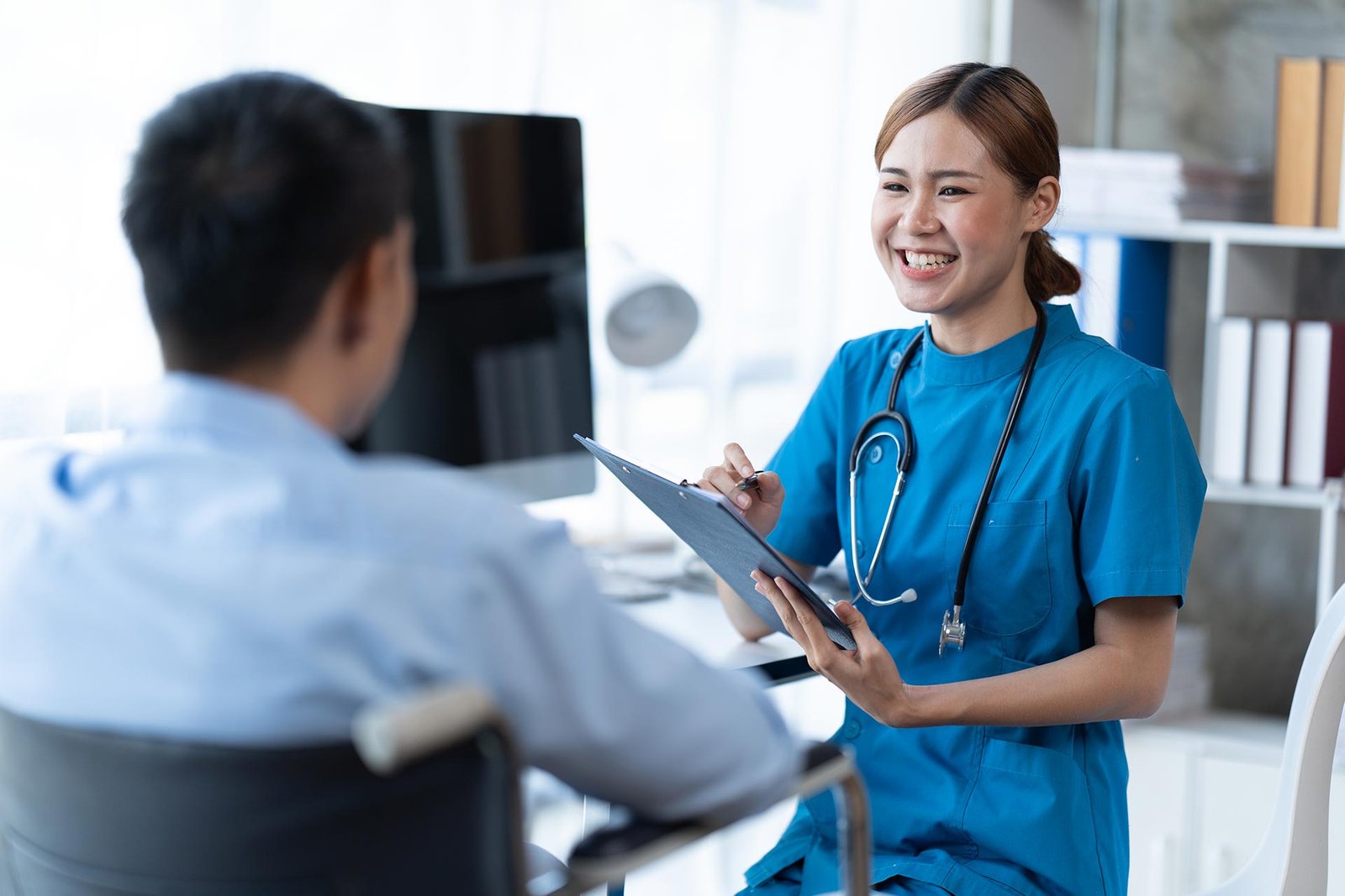 Doctor talking with a patient during a medical visit